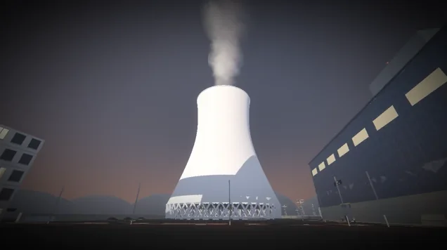A cooling tower at dusk · 黄昏的冷却塔